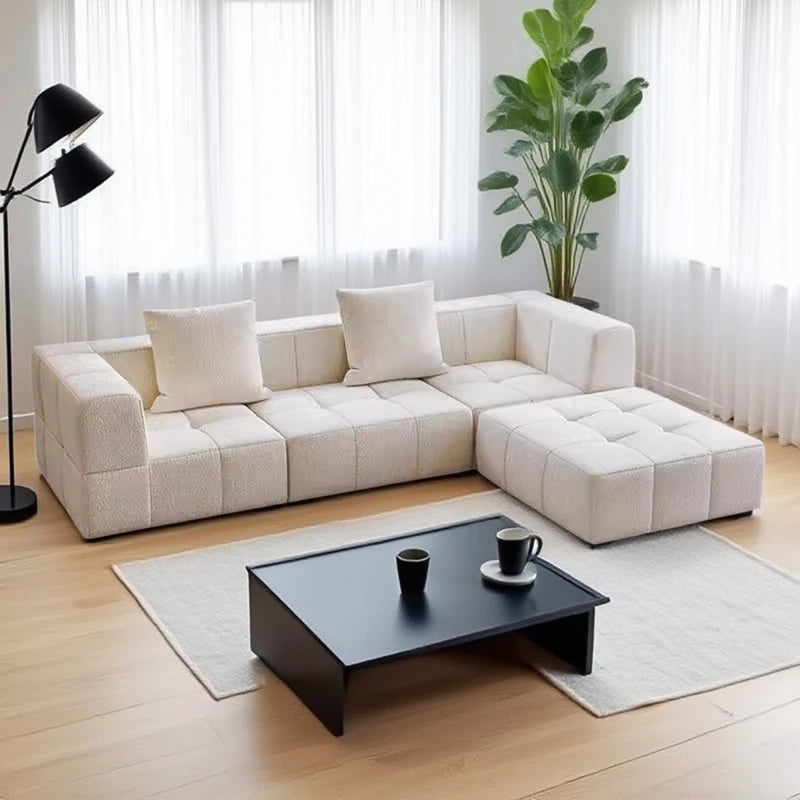 Living Room Compressed Vacuum Sofas Modern Small Apartment Fabric Living Room Sofa Cream Style Marshmallow Sofa Free Combination