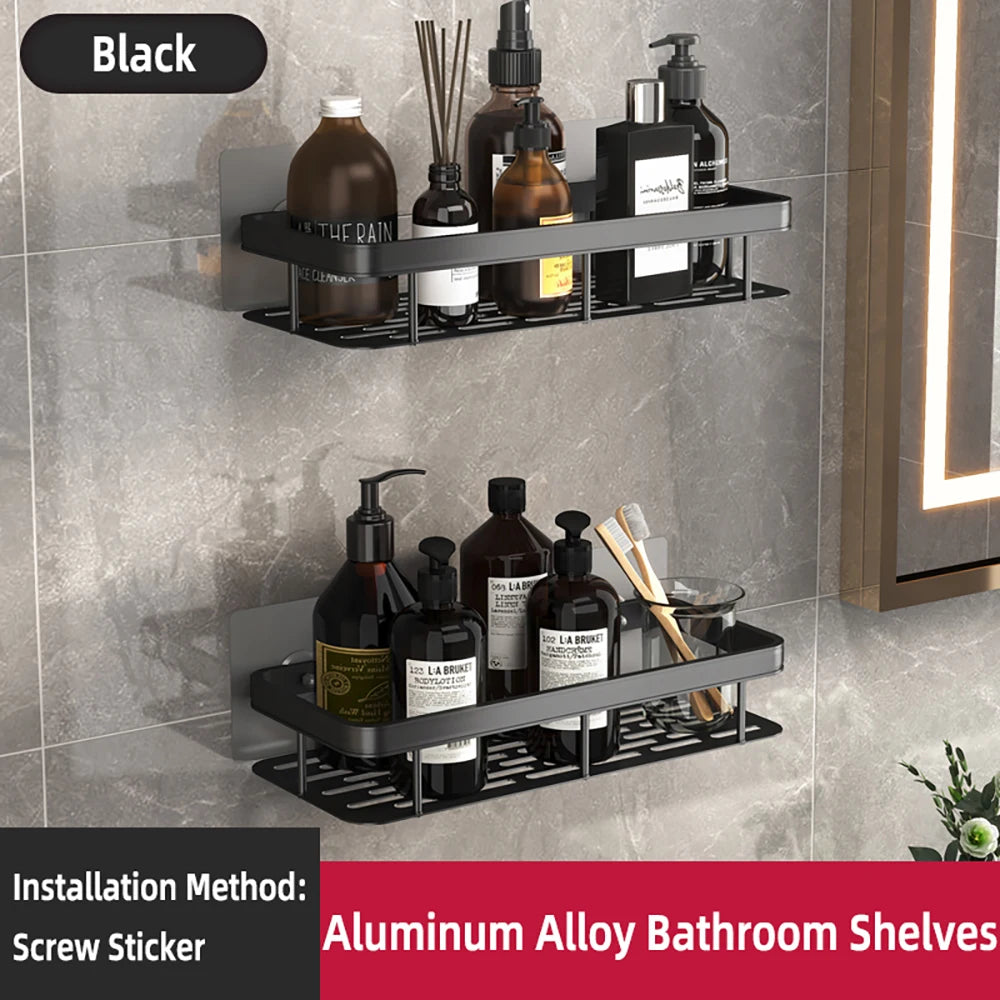 High Quality Wall Mounted Rectangular Rack Bathroom Storage Rack Towel Rack Wall Shower Shampoo Rack Drill Free Rack Tripod