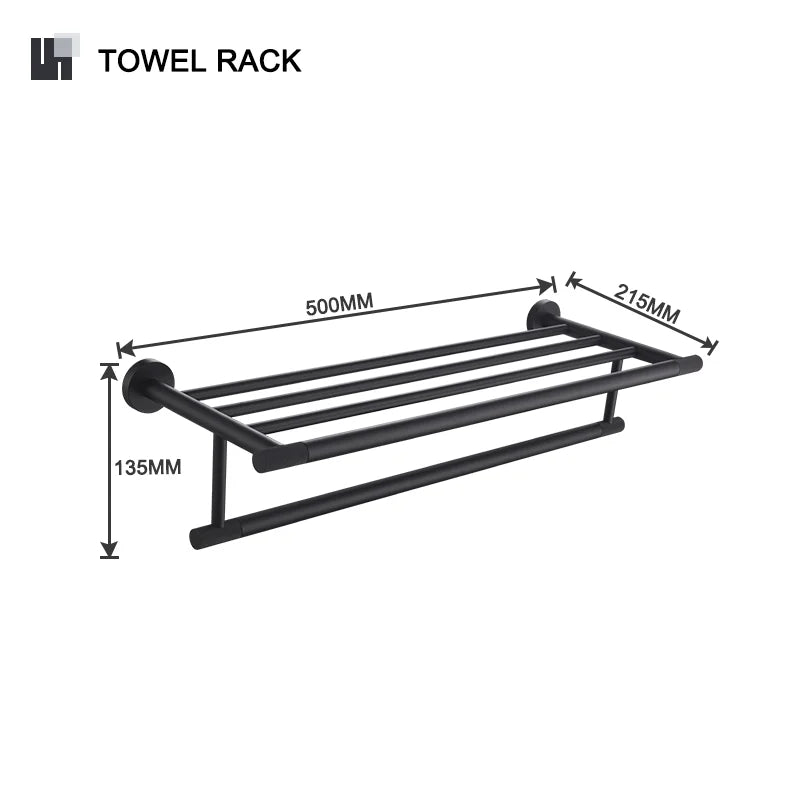 Matt Black Wall-mounted Elegant Bathroom Set Paper Towel Stick Toilet Bathrobe Hook Double Cup Holder Double Soap Dispenser