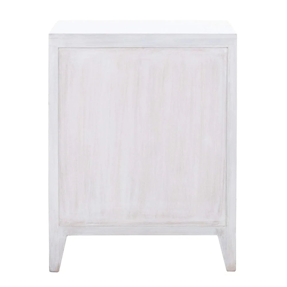 Home Collection – Thea Wash Carved Mandala Door Storage Nightstand, Fully Assembled, Boho Accent Side Table,