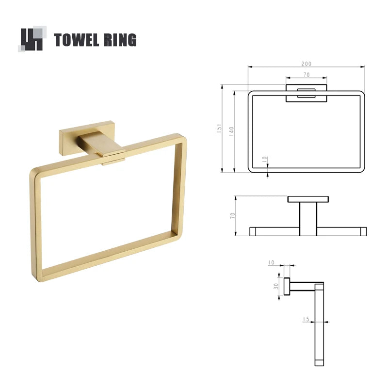 Brushed Gold Bathroom Accessories Set Toilet Brush Holder Toilet Paper Holder Towel Bar Rail Rack Hanger Hook Soap Dish Hardware