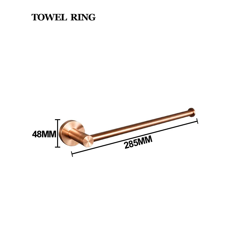 Brushed Rose Gold Bathroom Accessories Set Towel Rack, Tissue Rack, Soap Dish, Toilet Brush, Towel Rack Stainless Steel Hardware