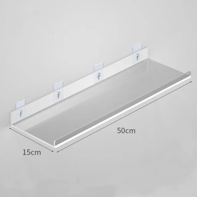 1pc Clear Acrylic Storage Rack Wall Mounted Book Floating Shelf Makeup Display Stand Holder Bathroom Kitchen Organizer