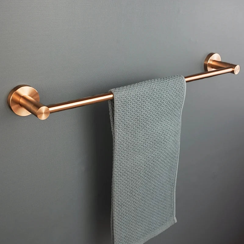 Brushed Rose Gold Bathroom Accessories Set Towel Rack, Tissue Rack, Soap Dish, Toilet Brush, Towel Rack Stainless Steel Hardware