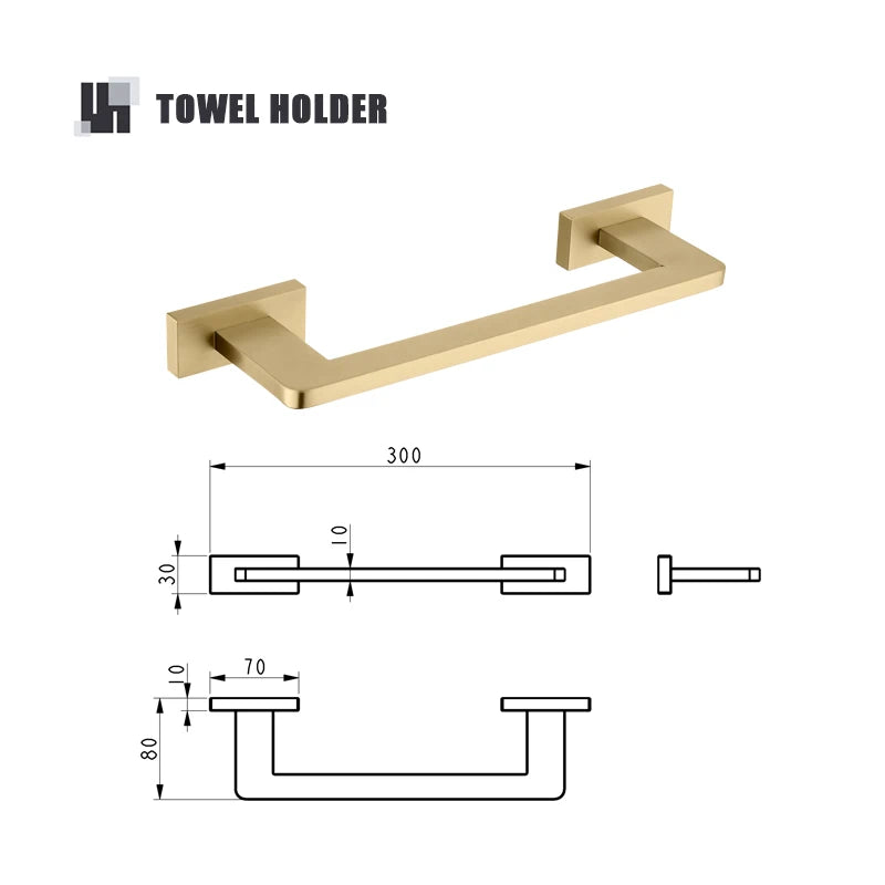 Brushed Gold Bathroom Accessories Set Toilet Brush Holder Toilet Paper Holder Towel Bar Rail Rack Hanger Hook Soap Dish Hardware