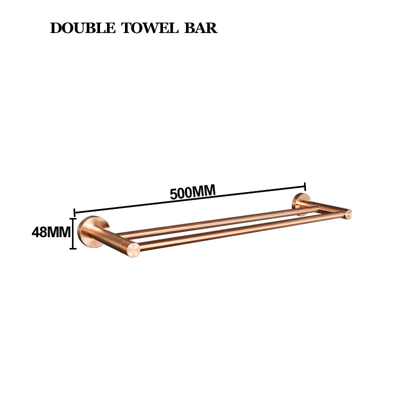 Brushed Rose Gold Bathroom Accessories Set Towel Rack, Tissue Rack, Soap Dish, Toilet Brush, Towel Rack Stainless Steel Hardware