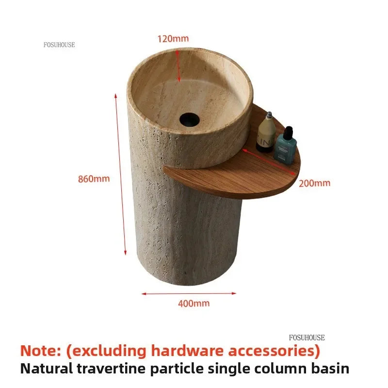 Natural Travertine Bathroom Sinks European Outdoor Pedestal Basin Household Floor-standing Washbasin Nordic Bathroom Accessories