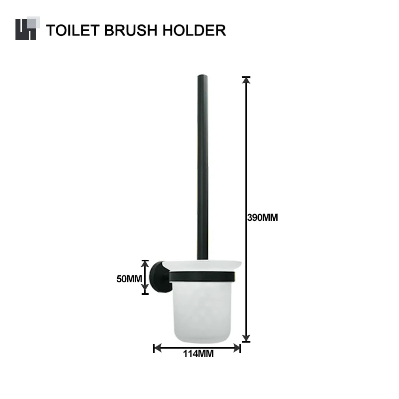 Matt Black Wall-mounted Elegant Bathroom Set Paper Towel Stick Toilet Bathrobe Hook Double Cup Holder Double Soap Dispenser