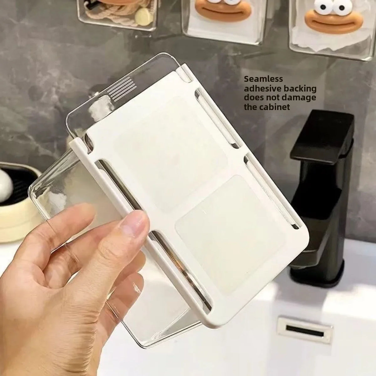 Transparent Bathroom Cotton Stick Makeup Cotton Bathroom Pull-Out Storage Drawer Style Storage Box Under The Mirror Cabinet