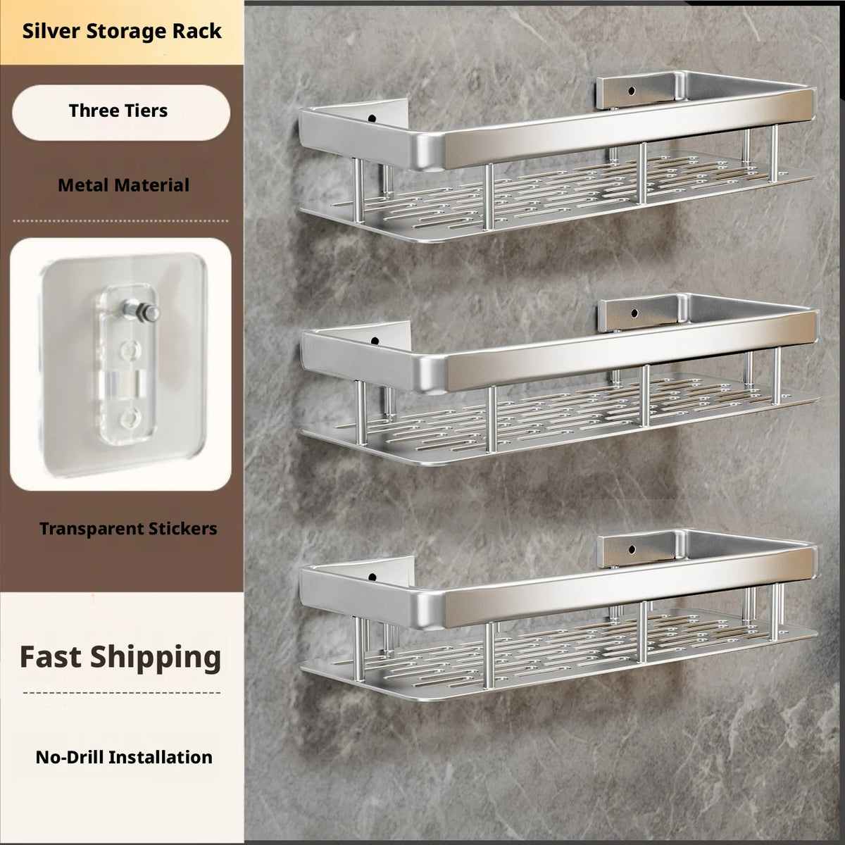 Anti Rust Metal Steel Shower Rack Large Capacity Bathroom Organizing Shelves Convenient Storage Home Decoration