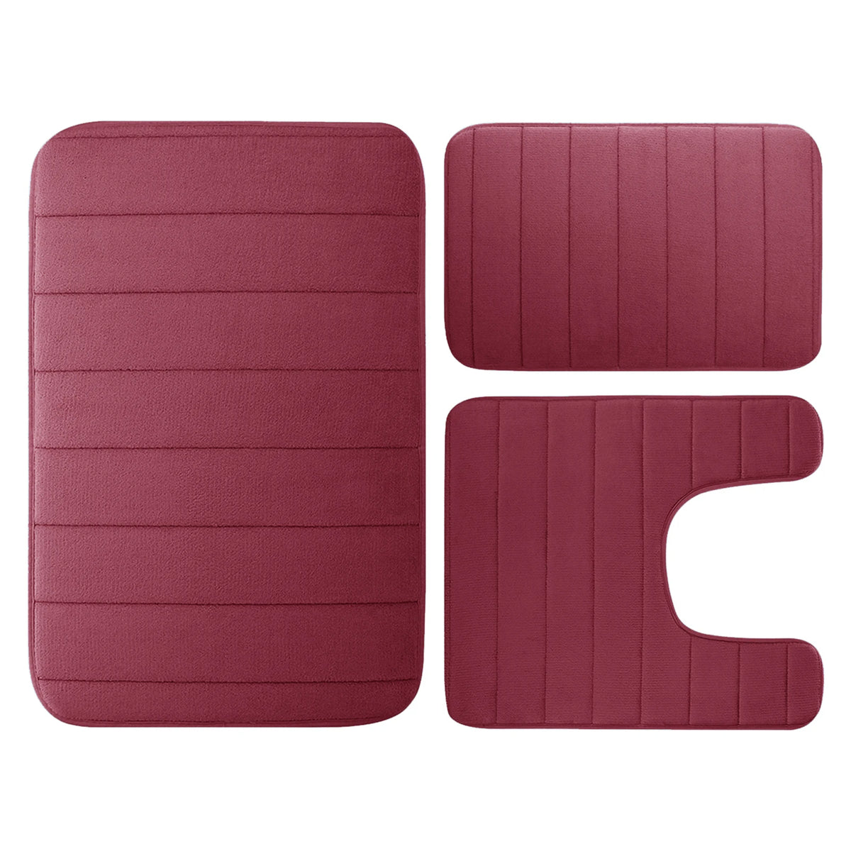 Velvet Memory Foam Bathroom Rug Set Of 3 Water Absorption Non Slip Extra Soft Bath Mats Machine Washable&Dry Toilet Floor Mat