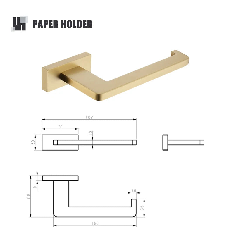 Brushed Gold Bathroom Accessories Set Toilet Brush Holder Toilet Paper Holder Towel Bar Rail Rack Hanger Hook Soap Dish Hardware