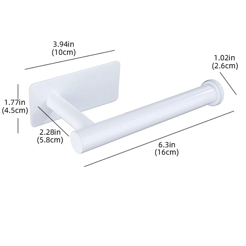 Adhesive Toilet Roll Paper Towel Holder Organizer Punch-free Tissue Dispenser Wall Mount Storage Kitchen Bathroom No Drill