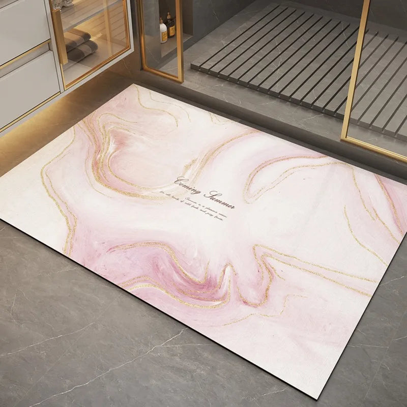 Bathroom Carpet Home Decoration Bath Absorbent Marbling Floor Mat Toilet Rug Doormat Non-slip Foot Mats