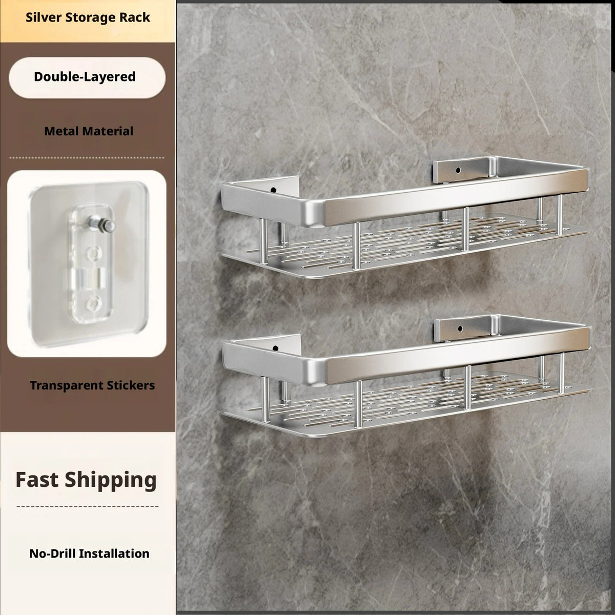 Anti Rust Metal Steel Shower Rack Large Capacity Bathroom Organizing Shelves Convenient Storage Home Decoration