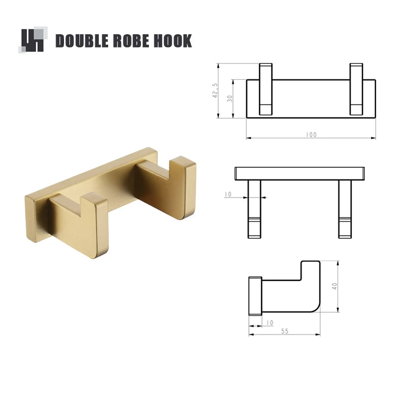 Brushed Gold Bathroom Accessories Set Toilet Brush Holder Toilet Paper Holder Towel Bar Rail Rack Hanger Hook Soap Dish Hardware