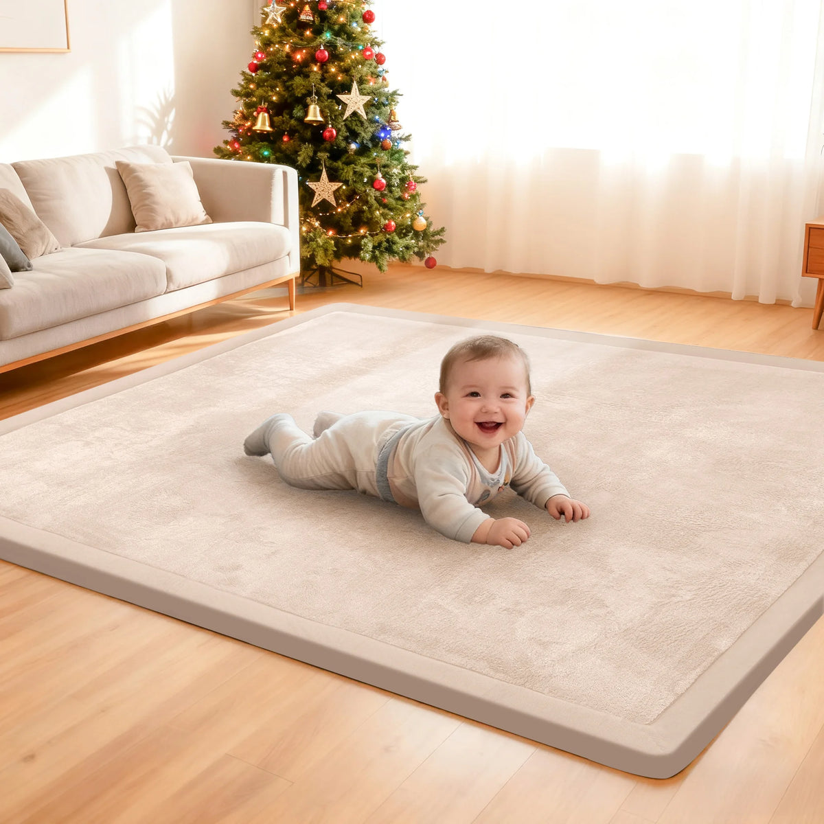 Thick 1.3" Large Carpet For Floor Non-Slip Baby Play Mat Tatami Memory Foam Soft Velvet Nursery Rug for Tummy Time