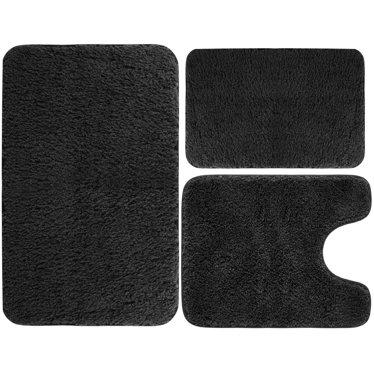 Velvet Memory Foam Bathroom Rug Set Of 3 Water Absorption Non Slip Extra Soft Bath Mats Machine Washable&Dry Toilet Floor Mat