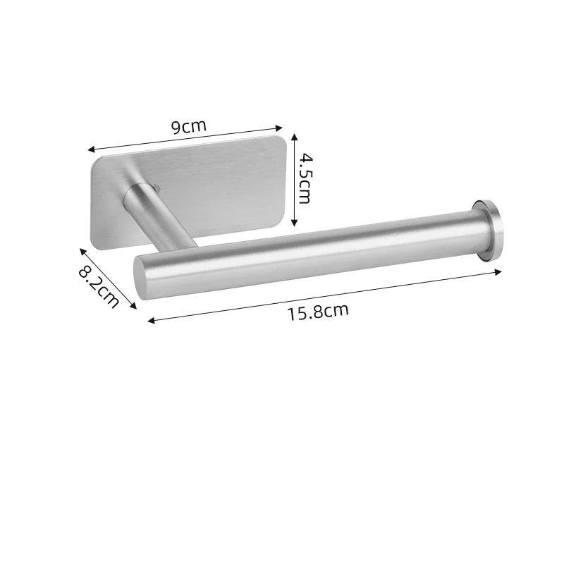 Adhesive Toilet Roll Paper Towel Holder Organizer Punch-free Tissue Dispenser Wall Mount Storage Kitchen Bathroom No Drill