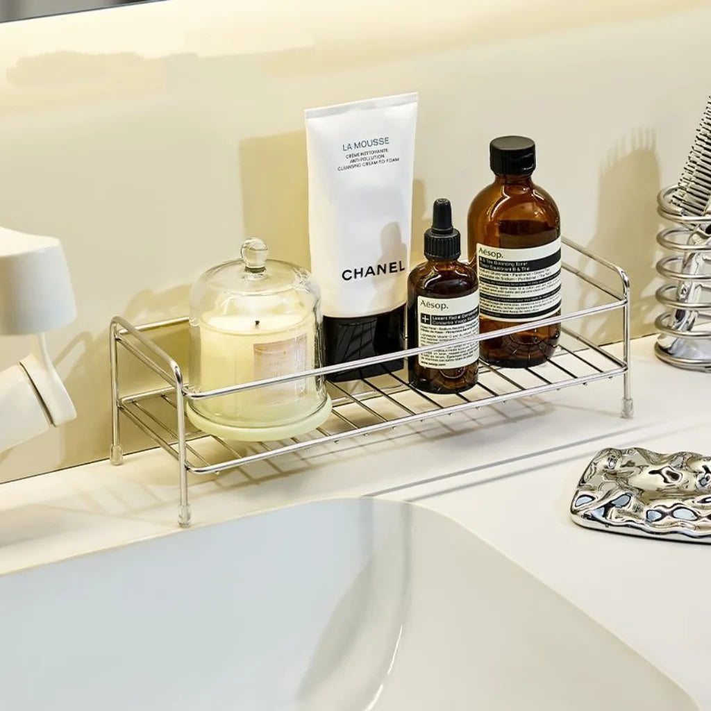 Bathroom Countertops Storage Rack Dressing Table Storage Racks Cosmetic Storage Basket Iron Bathroom Room Storage Organizer