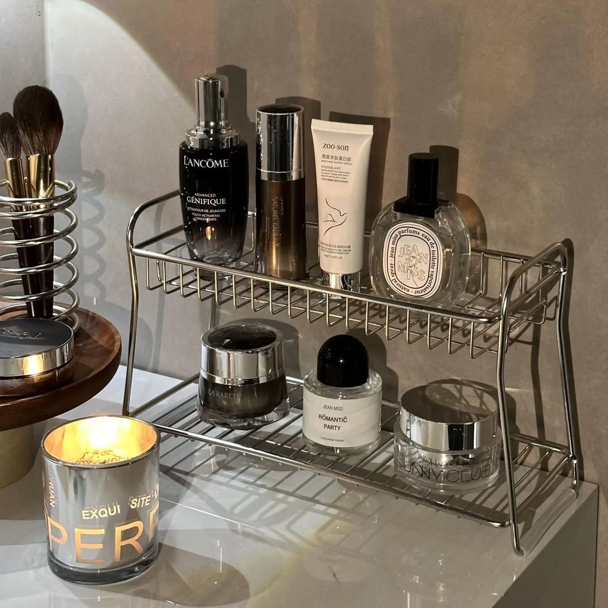 Bathroom Countertops Storage Rack Dressing Table Storage Racks Cosmetic Storage Basket Iron Bathroom Room Storage Organizer
