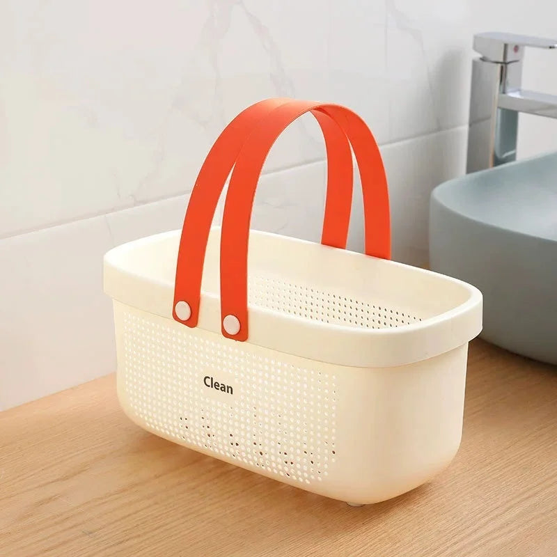 Plastic Storage Basket with Handle Portable Shower Caddy Tote Organizer Basket Bin for Bathroom Kitchen Dorm Room Bedroom