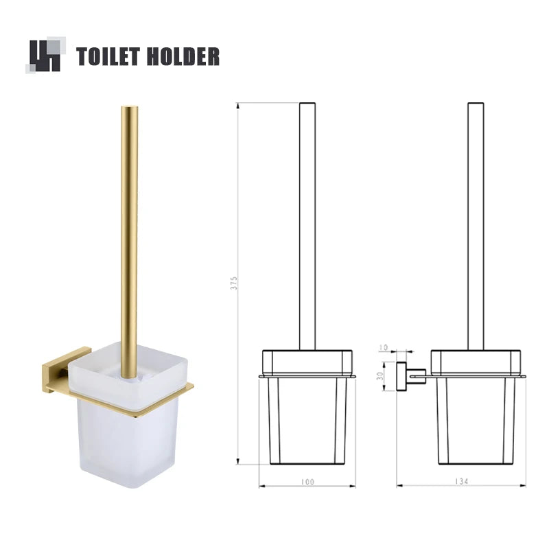 Brushed Gold Bathroom Accessories Set Toilet Brush Holder Toilet Paper Holder Towel Bar Rail Rack Hanger Hook Soap Dish Hardware