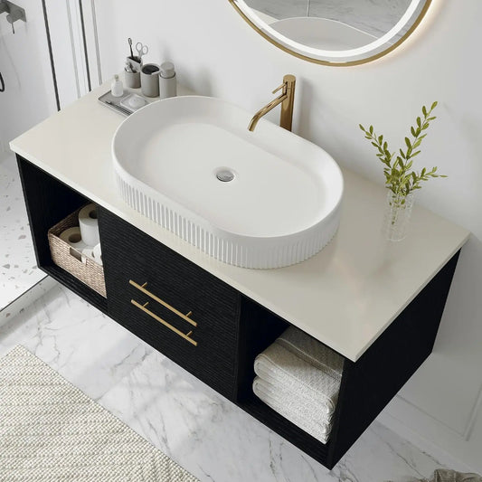 40" Modern Floating Bathroom Vanity with Premium AAA Grade Ceramic Sink, Wall-Mounted Solid Wood Cabinet, 2 Drawers,