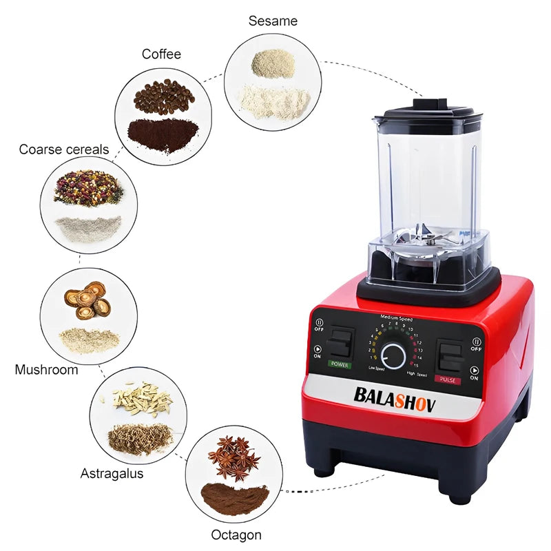 2000W Heavy Duty Commercial Blender Stationary Mixer Food Processor Ice Smoothies for Kitchen High Power Juicer Blender