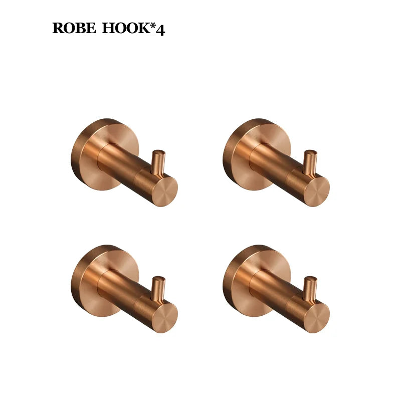Brushed Rose Gold Bathroom Accessories Set Towel Rack, Tissue Rack, Soap Dish, Toilet Brush, Towel Rack Stainless Steel Hardware