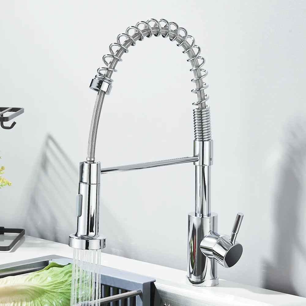 Rozin Matte Black Kitchen Faucet Deck Mounted Mixer Tap 360 Degree Rotation Stream Sprayer Nozzle Kitchen Sink Hot Cold Taps