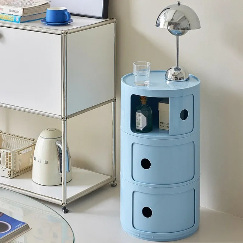 Nordic Bedside Cabinet Small Round Modern Plastic Storage Cabinet Narrow Cabinet Multi Layer Side Cabinet for Living Room