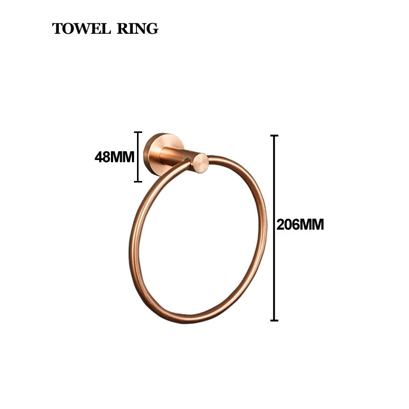 Brushed Rose Gold Bathroom Accessories Set Towel Rack, Tissue Rack, Soap Dish, Toilet Brush, Towel Rack Stainless Steel Hardware