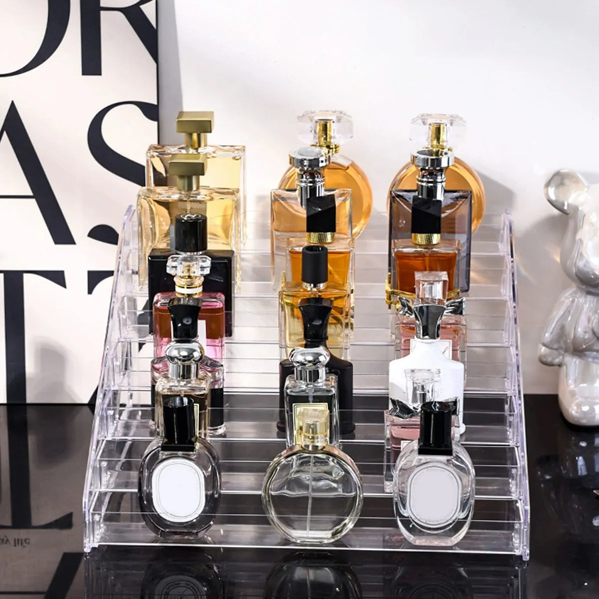 1pc,Transparent multi-layer perfume storage rack, cosmetics display rack, dressing table sorting rack, nail polish rack
