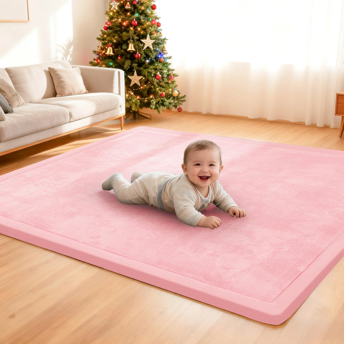 Thick 1.3" Large Carpet For Floor Non-Slip Baby Play Mat Tatami Memory Foam Soft Velvet Nursery Rug for Tummy Time