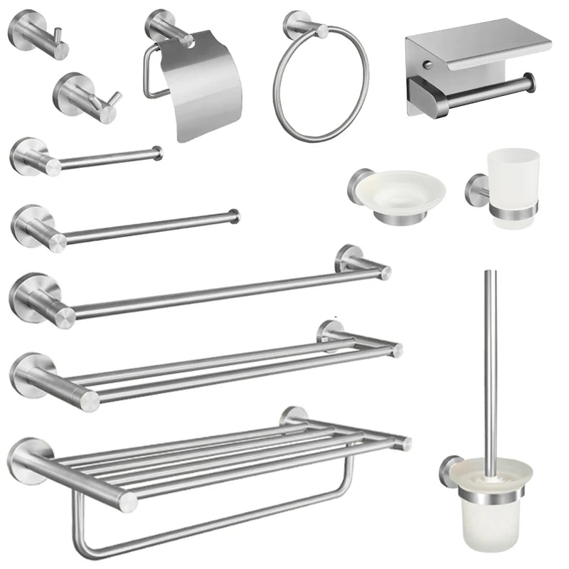 Brushed Nickel Bathroom Accessories Towel Bar Bath Robe Hook Brass Knurled Bathroom Hardware Set Shelf for Towels Paper Tissue