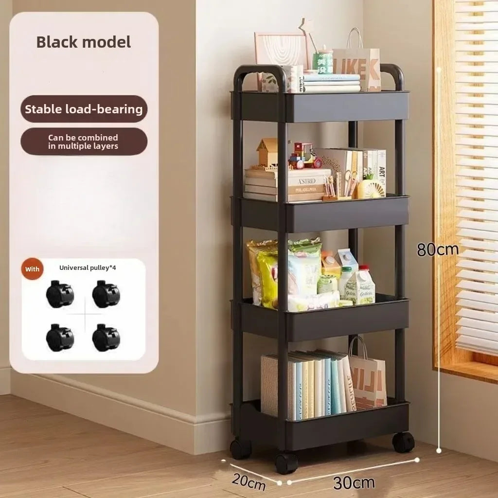 Open Shelf Storage Cart Multifunctional Organizer Rack Book Display Unit Snack Storage Kitchen Bedroom Living Room Home Decor