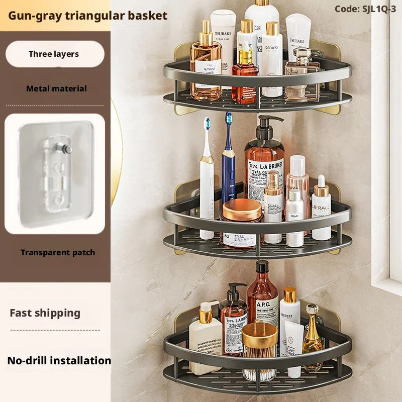 Anti Rust Metal Steel Shower Rack Large Capacity Bathroom Organizing Shelves Convenient Storage Home Decoration