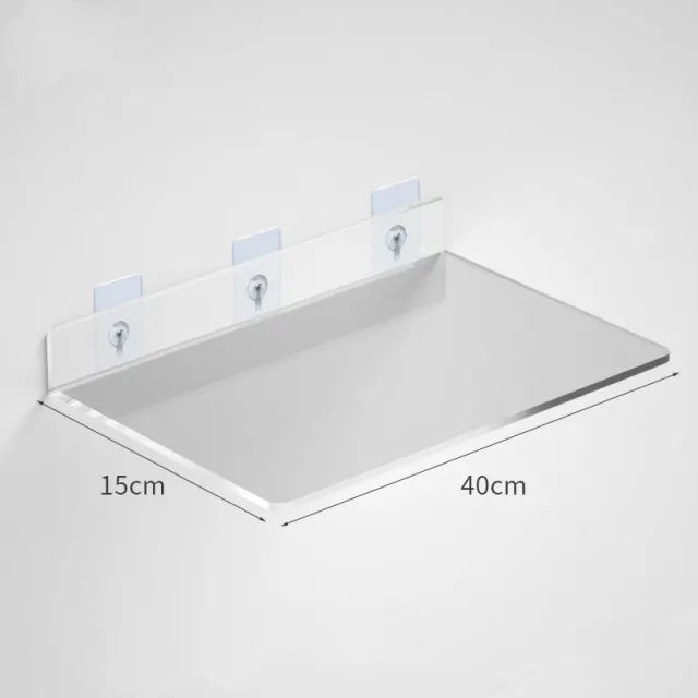 1pc Clear Acrylic Storage Rack Wall Mounted Book Floating Shelf Makeup Display Stand Holder Bathroom Kitchen Organizer
