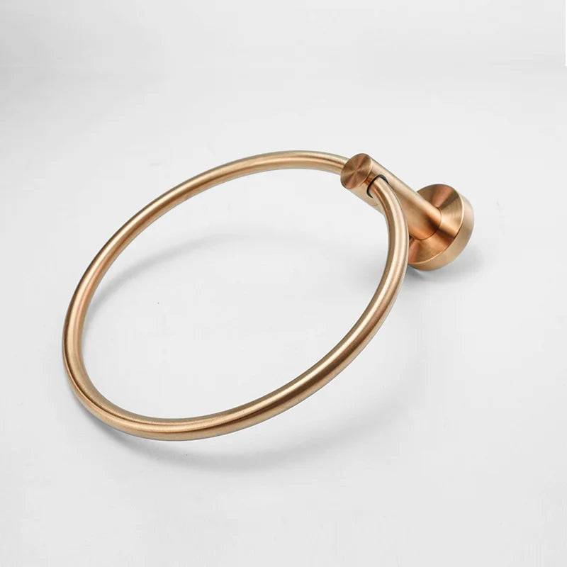 Brushed Rose Gold Bathroom Accessories Set Towel Rack, Tissue Rack, Soap Dish, Toilet Brush, Towel Rack Stainless Steel Hardware